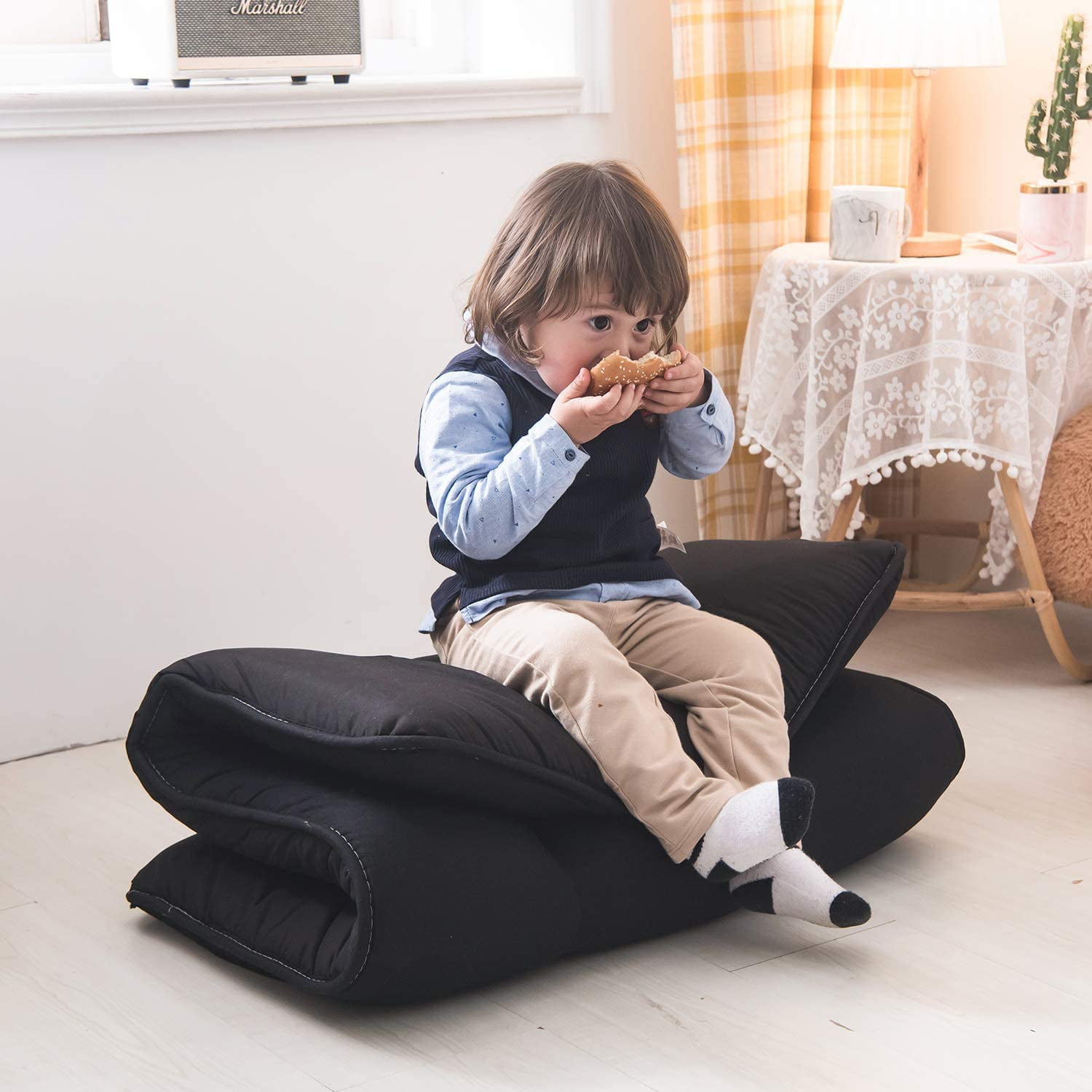 YOSHOOT Portable Toddler Travel Bed Mattress for Toddler Portable Travel Mattress Camp Mattress Tatami Mat with Mattress Cover and Carry Storage Bag Kids Memory Foam Floor Mattress Bed Foldable 