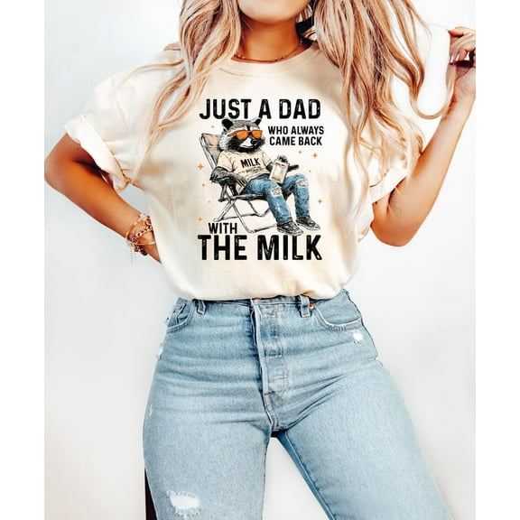 Just A Dad Who Always Came Back With The Milk Shirt, Retro Dad Raccoon Shirt , Funny Father’s Day Shirt, Father's Day Shirt, Gift for Dad