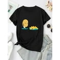thumbnail image 2 of Women'S Casual Crew Neck T-Shirt with Creative Potato & French Fries Print, Fashionable Short Sleeve Top, 100% Cotton, Medium Stretch, All Season Wear, Casual Sporty Tee, Summer Gifts, 2 of 6