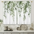 thumbnail image 5 of Olive Green Eucalyptus Leaves Kitchen Curtains Botanical Floral Plant Small Short Cafe Window Curtains Flower Herb Bathroom Window Drapes Treatment Tier Curtains 2 Panels (27.5x39 Inch), 5 of 6