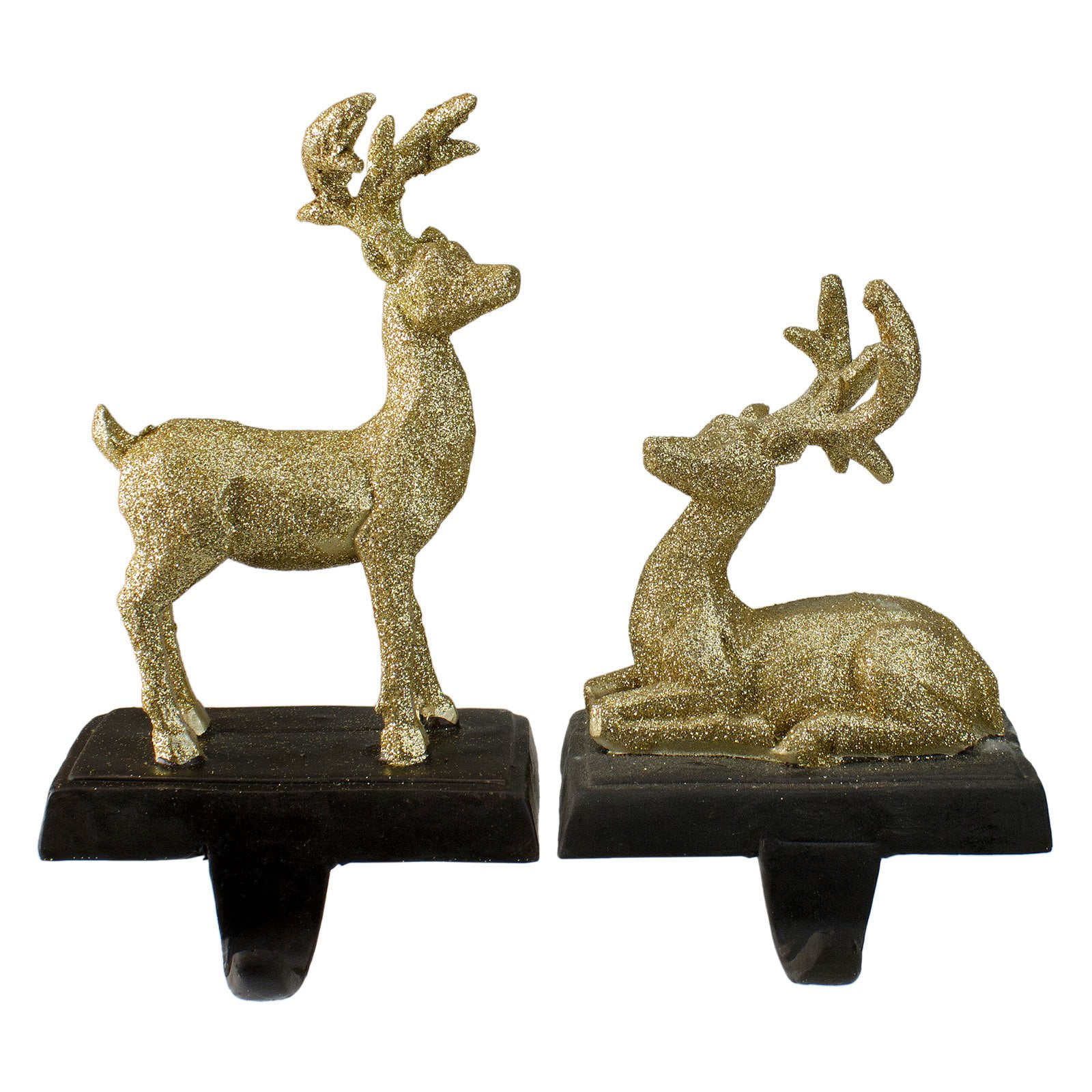 Northlight Gold Glittered Reindeer Christmas Stocking Holder Set of 2