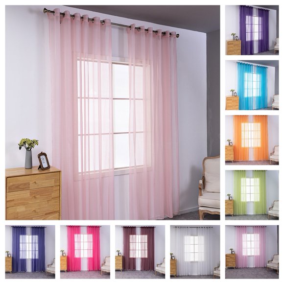 Fairnull 2 Pcs Gaze de Fenêtre Facile à Installer Finition Fine Grand Application Exquise Longue Durée Décorative Polyester Terylene Fine Tamisage de Fenêtre Accessoires de Chambre