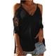 thumbnail image 1 of Blusa de tirantes de retazos de encaje con cuello en V para mujer Pompotops  lopia998352, 1 of 7