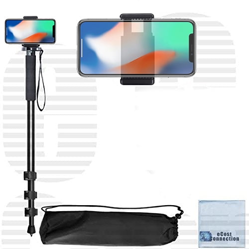 Pro Series 72' inch Monopod w/ Quick Release + Universal Tripod Mount + For All Apple and Samsung smartphones + eCostConnection Microfiber Cloth