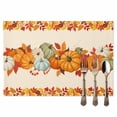 thumbnail image 2 of Thanksgiving Pumpkin Placemats Set of 4 Orange Green Pumpkins Leaves Heat Insulated Linen Place Mats, Washable Stain-Proof Table Mats for Dining Tables Holiday Decor 13x19inch, 2 of 9