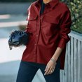 thumbnail image 2 of Mujeres Casual Sólido Turn-Down Collar Sólido Manga Larga Bolsillos Chaqueta de Cuero Abrigo Top Odeerbi ODB-6, 2 of 6