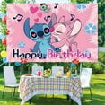 thumbnail image 4 of Stitch Birthday party background banner - cake and candles, polyester wall decoration for indoor/outdoor celebrations, the perfect gift for family and friends, birthday party decoration, 4 of 5