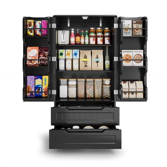 Aiho 47" H Pantry Cabinet with 2 Doors and 1 Drawer, Solid & Sturdy, Storage Cabinet for Entryway, Kitchen - Brown