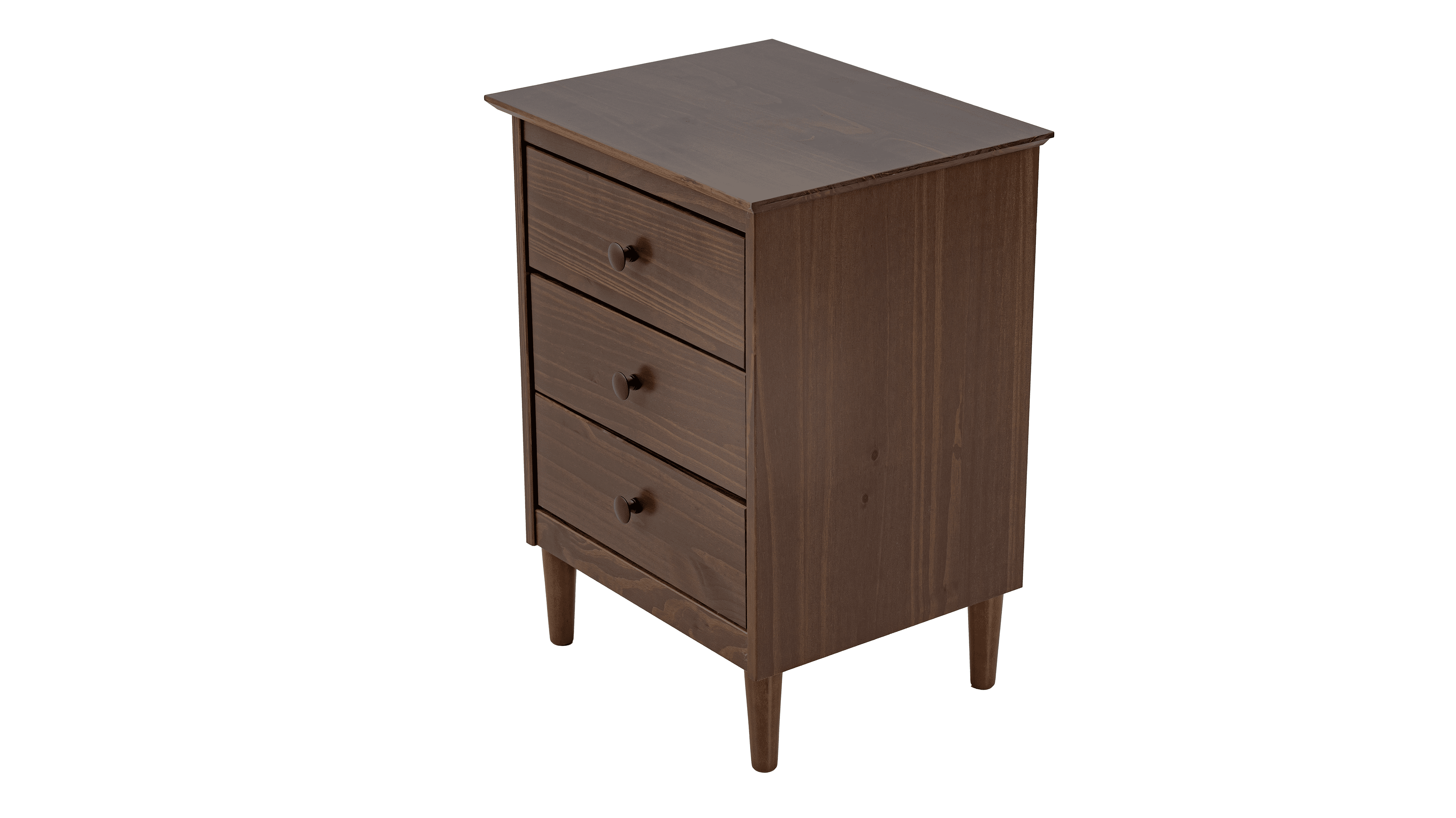 Spencer Three Drawer Solid Wood Nightstand Walnut - for Adults and Teens