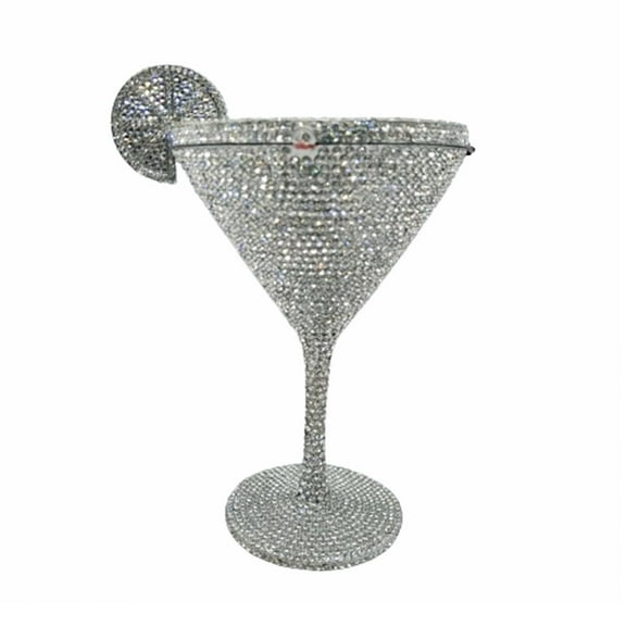 StyleSack Rhinestone Evening Bag Cocktail Cup Clutch - Crystal Diamond Purse, Wedding Party Prom Handbag (Silver)