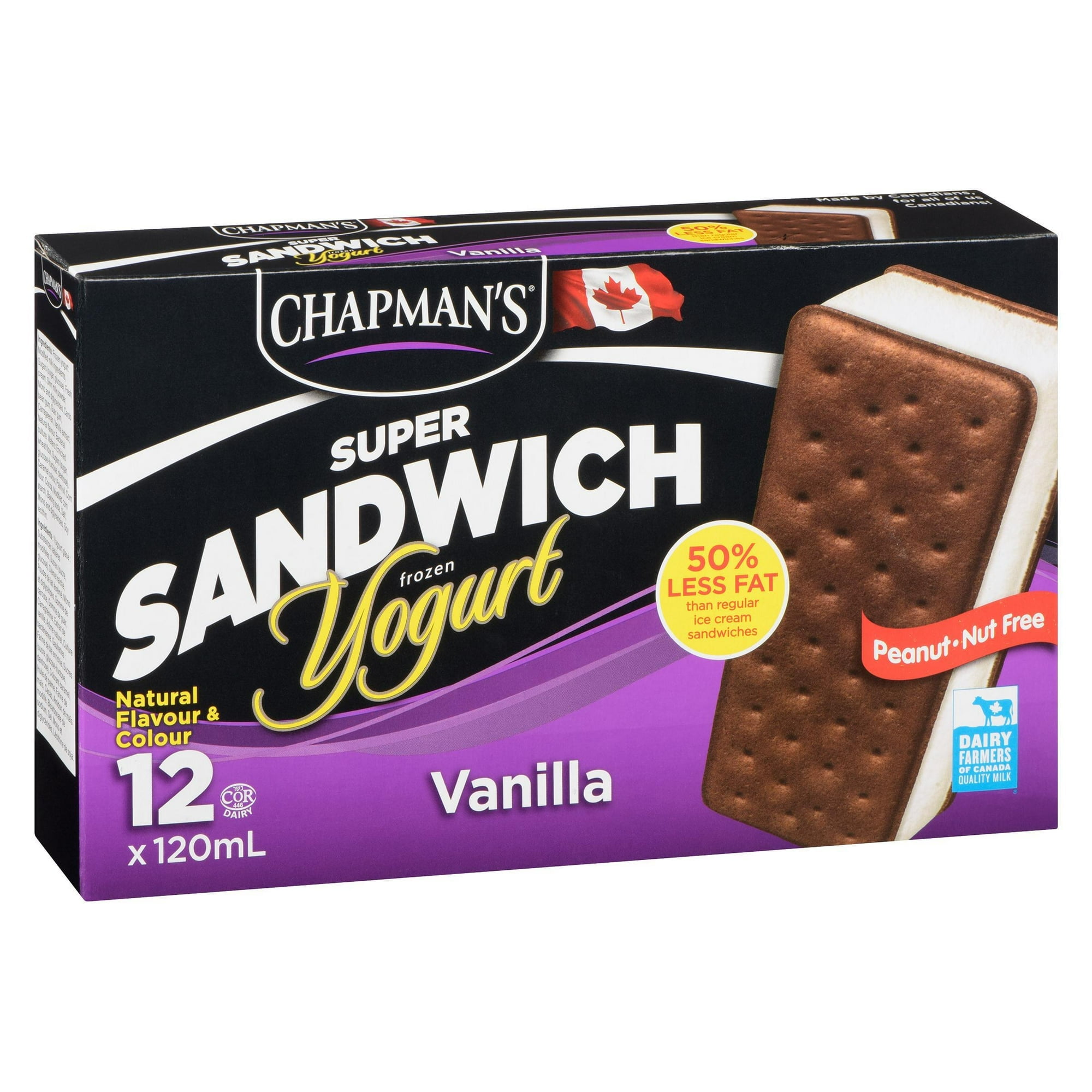 Chapman's Super Sandwich Vanilla Frozen Yogurt in a Box, 12 x 120mL