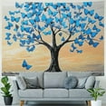 thumbnail image 4 of Patifu Blue Butterflies Sun Tapestry Wall Hanging Unique Style for Home Decor, Vivid Design, Soft Lightweight Fabric, Multiple Sizes Available 50x40inch, 4 of 6