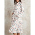 thumbnail image 2 of SUNSIOM Women Dressing Gown Flannel Robe Floral Print Shawl Collar Bathrobe for Hotel Spa Party Kimono Robe with Belt, 2 of 8
