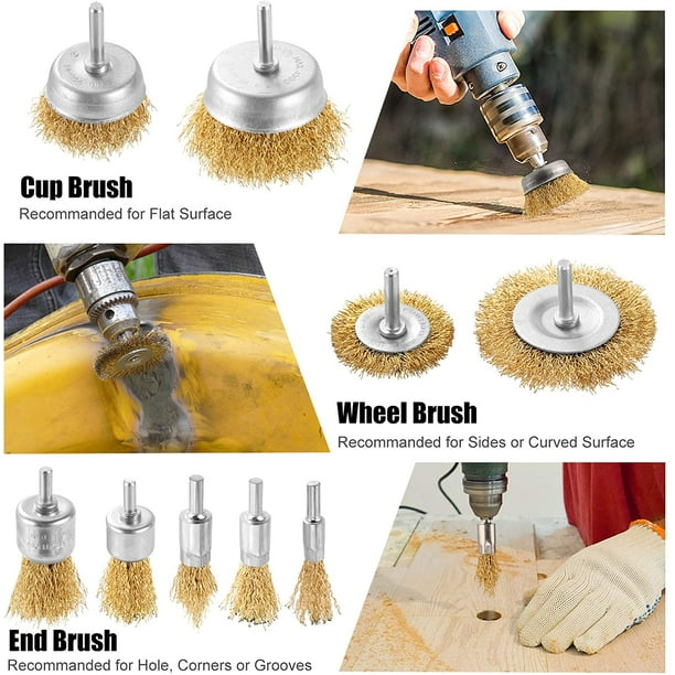 9Pieces Wire Brush for Metal Drill Circular Grinder with 1 4 Inch Shank Brush Kit for Rust Corrosion Paint Removal