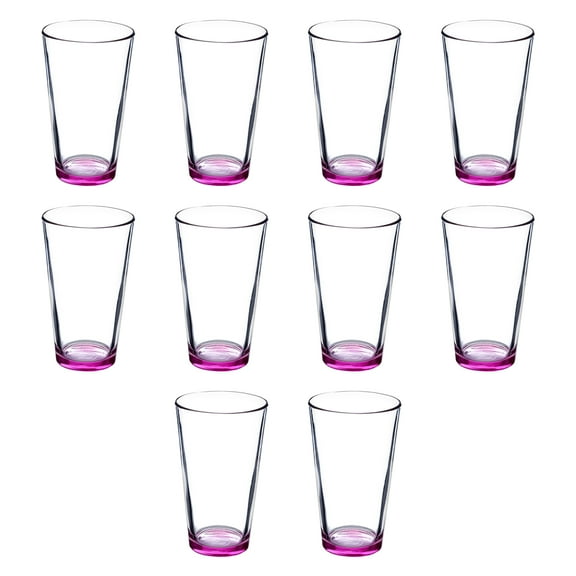 Beer Glasses 16 oz. Set of 10, Bulk Pack - Pint, Groomsmen gifts, Barware - Pink