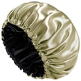 thumbnail image 1 of Gorro de satén de seda para dormir, doble capa, forro de satén auténtico, con pelo rizado para mujer, 1 of 5
