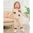 thumbnail image 4 of 18 Months Baby Girls Clothes 24 Months Girls 2PCS Fall Winter Outfits Set Cute Bowknot Toddler Girls Long Sleeve Top Pants Set Apricot, 4 of 8
