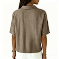 thumbnail image 7 of Nestiefly Women’s Cotton Linen Polo Shirt Casual Short Sleeve Summer Top Thin Short Sleeve Button Down Shirts Blouses 2026 Khaki L, 7 of 7