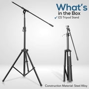 Pyle PMKS56X2 - Pyle PMKS56X2 - 2 Pcs. Heavy-Duty Tripod Boom Microphone Stand - Height Adjustable and Boom Extendable Mic Stand