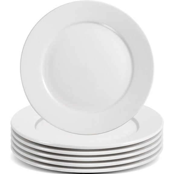 6 Pack Dessert Salad Plates,8 Inch White Porcelain Dinner Plates,Appetizer Plates for Dinner,Ceramic Dessert Plate Set,Microwave Oven Dishwasher Safe
