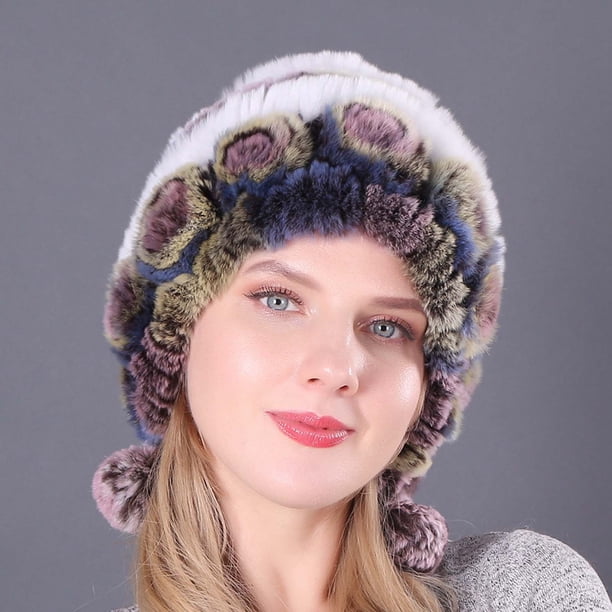 Gorros florales cálidos de invierno para mujer, gorras de terciopelo suave a rayas, gorros ligeros y aislantes, ropa de calle de moda, para clima frío, salidas diarias, tela suave, estilo