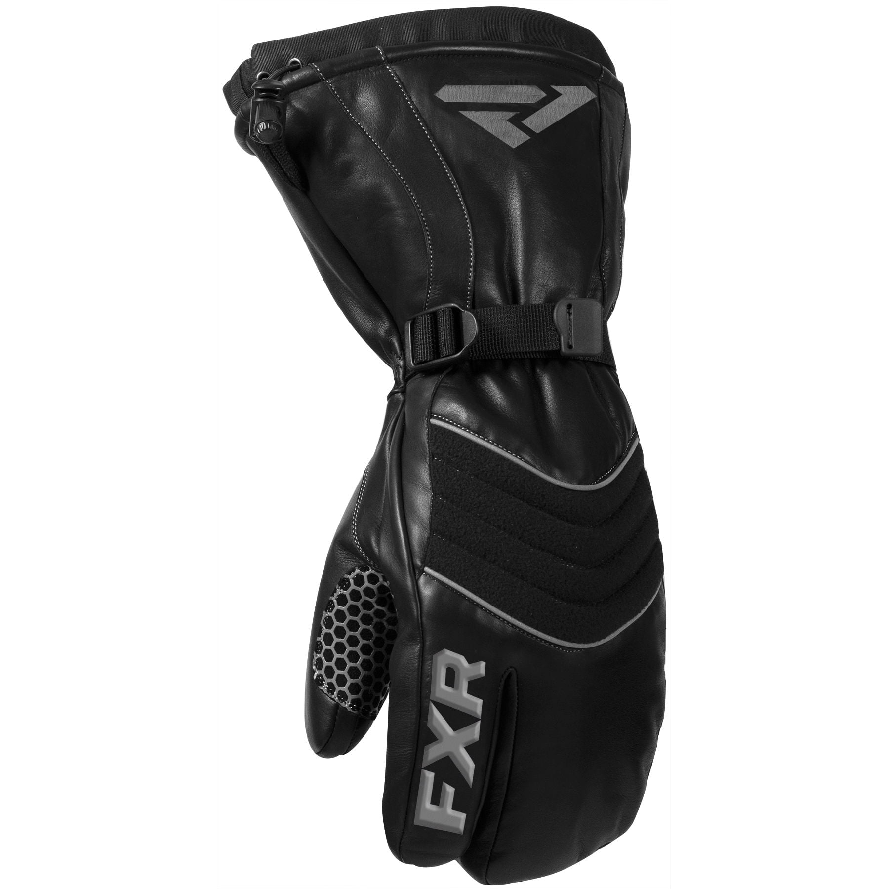 FXR Mens Black Leather Index Mitten Snowmobile 2020