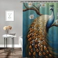 thumbnail image 2 of Fenyluxe Peacock White Flowers Tree Branch Pretty Shower Curtain Set with Hooks Washable Bathroom Decor 100% Polyester Fiber Various Sizes 36x72, 2 of 7