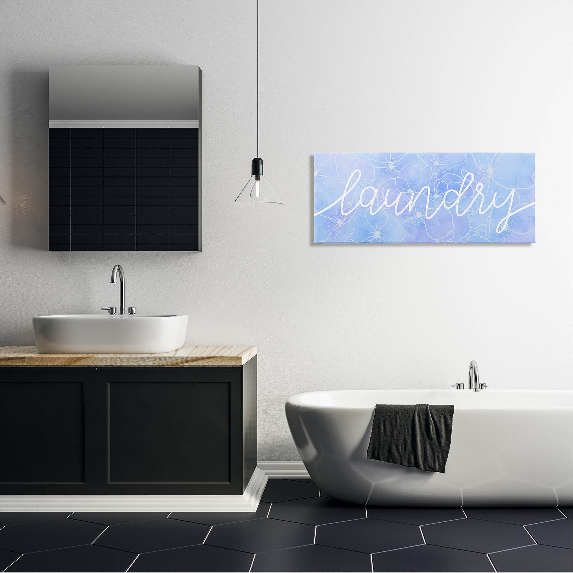 Blue Laundry Floral Pattern Botanical & Floral Graphic Art Gallery Wrapped Canvas Print Wall Art