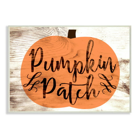 The Stupell Home Decor Collection Pumpkin Patch Halloween Typography Wall Plaque Art, 10 x 0.5 x 15