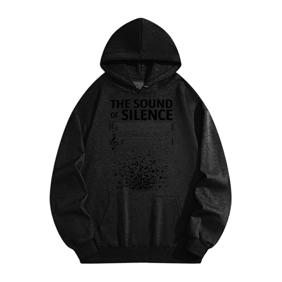 Men's Pocket Graphic Hooded Pullover, Music Notes in Dynamic Explosion, Sizes S-2XL