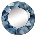 thumbnail image 2 of Designart "Teal Grey Leafs Harmony Subdued Hues" Floral Round Mirror Wall Decor Traditional - Large Teal Round Office Mirror - Round Mirror - 23" x 23", 2 of 6