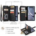 thumbnail image 5 of for iPhone XR Case Wallet for Women and Men, iPhone XR Case, PU Leather Magnetic Flip Strap Wristlet Zipper Card Holder Wallet Business Phone Cover for iPhone XR, Black, 5 of 10