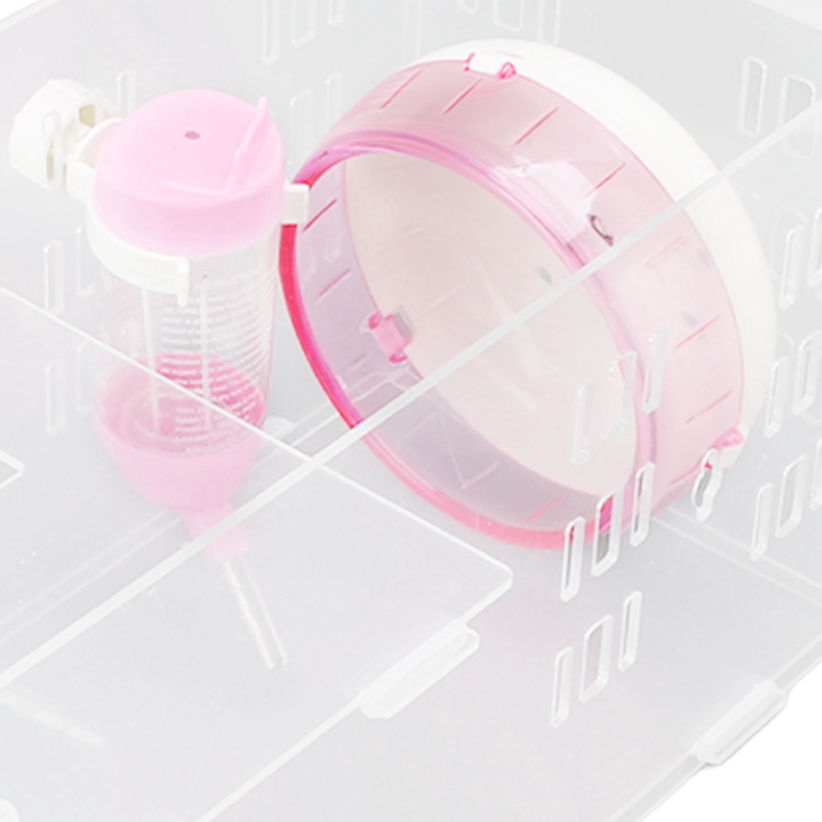Riousery Small Hamster House Acrylic Transparent Cage with Silent Running Wheel Space Saving Portable Multifunctional Habitat for Small Pets (12.6 inches / 32 cm)