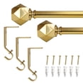 thumbnail image 5 of Lumi 66 in. - 120 in. Telescoping 3/4 in. Single Curtain Rod Kit in Champagne with Geometric Finials, 5 of 5