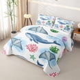 thumbnail image 3 of spefrowx Watercolor Blue Whale Twin Quilt Set for Boys, Manta Ray Jelly Coral Twin Coverlet Set, 2pcs, 3 of 7