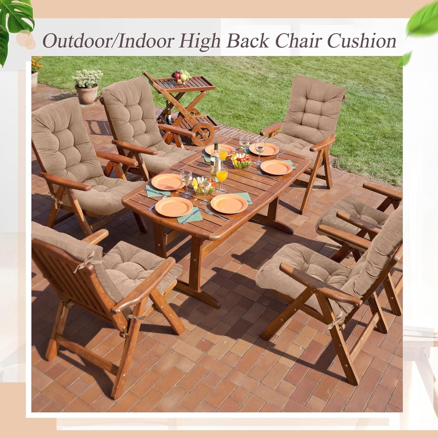 4 Sets Outdoor Patio Chair Cushions Seat High Back Tufted Pillow Replacement Rocking Chair Cushions Pads for Patio Summer Seasonal Indoor Home Office(Beige Apricot)