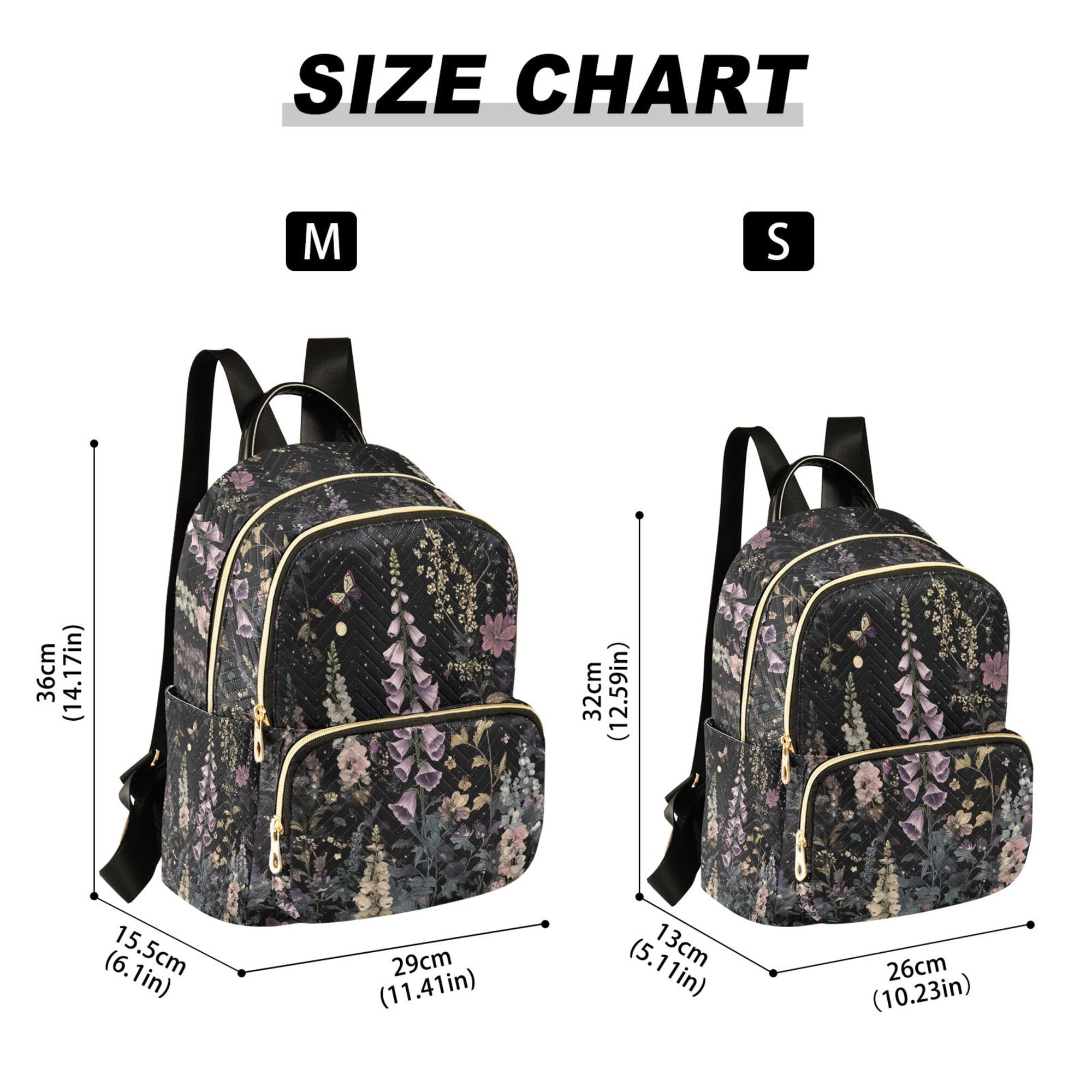 FORMRS Mini Backpack Purse for Women Travel Daypack Casual Shoulder Bag, Dark Flowers Pattern
