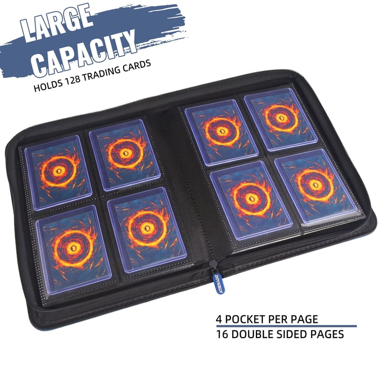 Toploader Binder, 4-Pocket Top Loader Trading Card Binder Album Compatible  for TCG MTG,Holds 3"x4" 128 Rigid Cards - Blue Yellow - Walmart.com