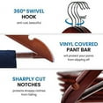 thumbnail image 5 of Zober Wooden Suit Hangers - Smooth Finish Solid Wood Coat Hanger with Non Slip Pants Bar, 360° Swivel Hook and Precisely Cut Notches for Camisole, Jacket, Pant, Dress Clothes Hangers Cherry 20 Pack, 5 of 9
