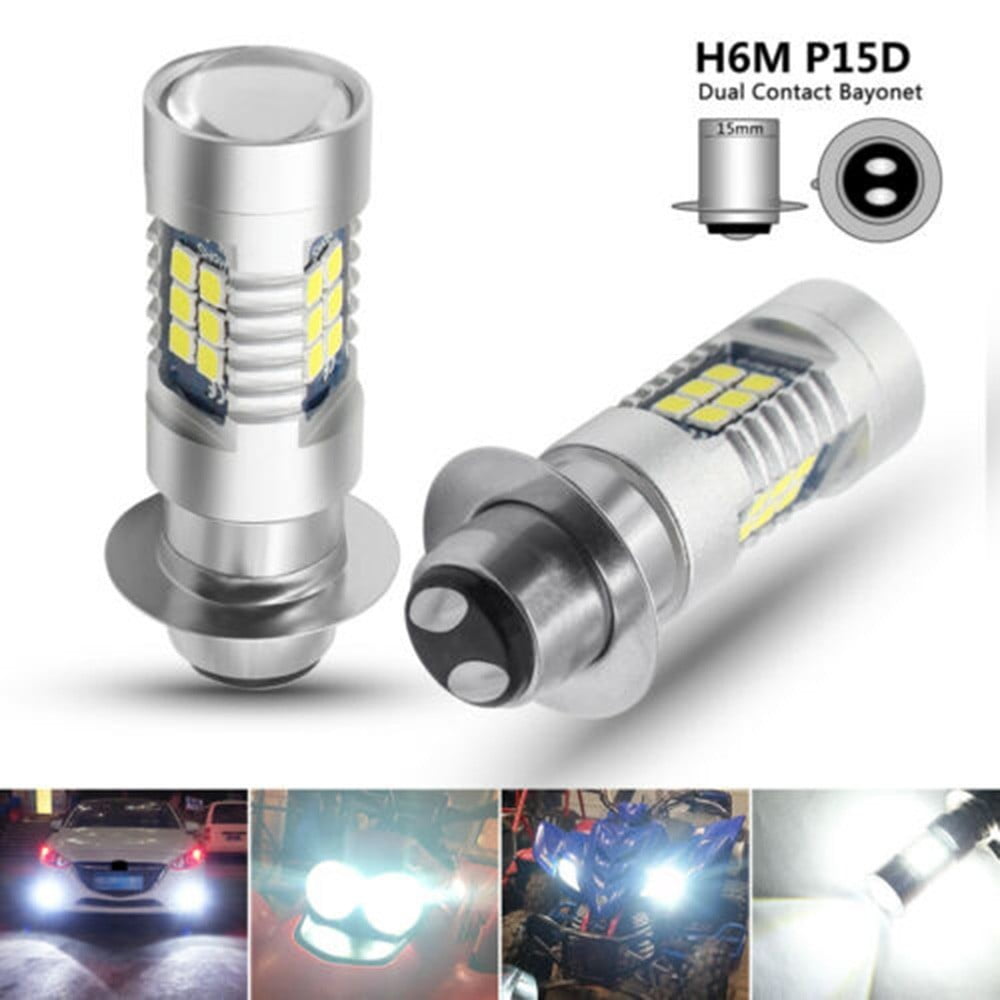 2x P15D 6500K 80W 16 LED Motorcycle Headlight Projector DRL Fog Light Hi/Lo Bulb