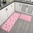 thumbnail image 2 of Pink Ribbon Pattern Kitchen Rugs Sets Of 2,Anti Fatigue Kitchen Mat Rugs Non Slip Washable,Decorative Kitchen Floor Mats for Kitchen,Sink,Laundry,17"x30"+17"x47", 2 of 7