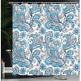thumbnail image 3 of Ambesonne Paisley Shower Curtain, Ethnic Boho Flowers Leaves, 69"Wx75"L, Sky Blue Peach, 3 of 4