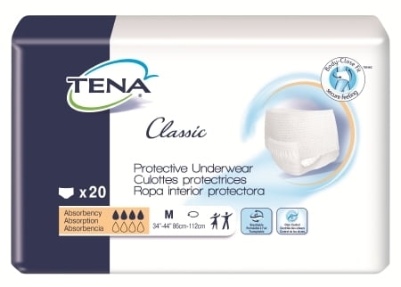 Tena Classic Adult Incontinence Brief Medium, 34' to 47' Waist Pack of 20