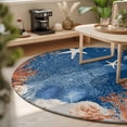 thumbnail image 3 of Round Rugs 3Ft, Orange Navy Blue Coral Round Area Rug Washable Indoor Throw Carpet, Summer Beach Coastal Ocean Starfish Small Non Slip Circle Rug for Bedroom Living Room Home Decor Aesthetic, 3 of 8