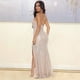 thumbnail image 3 of Gibobby Vestido sexy Nuevo vestido cuentas sin mangas con hombros inclinados sexi a la y americana para mujer（Beige， XL), 3 of 4