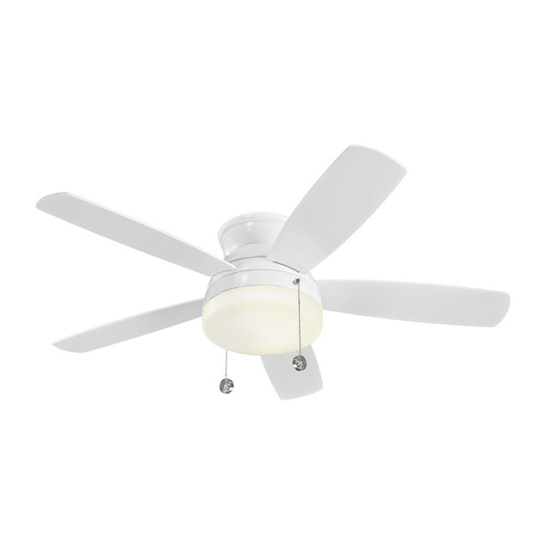 52 Inch Semi Flush 5 Blade Ceiling Fan, 5 Light White Ceiling Fan