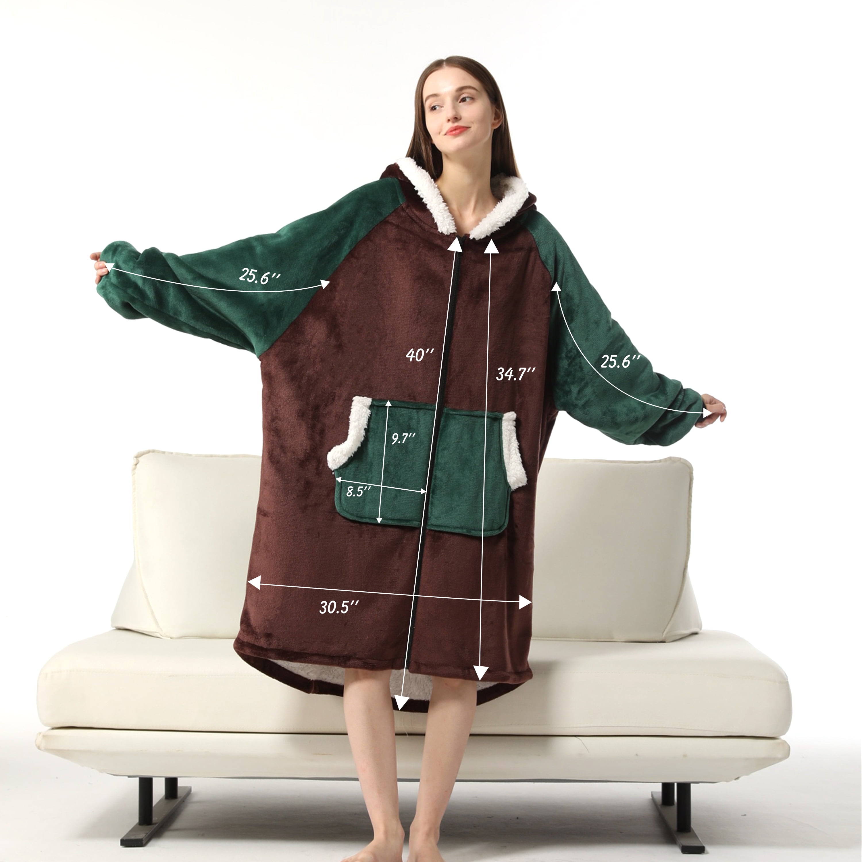 Oversized Wearable Blanket Microfiber & Sherpa Snuggie Hoodie for Men/Woman Soft Warm Fleece