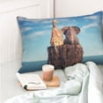 thumbnail image 4 of Kdxio Cotton Pillow Cases 16"x24" Pillowcases,Soft and Breathable Bedroom Pillow Cases-Elephant And A Giraffe Sitting On A Rock Admiring The Ocean-No Pillow Core, 4 of 5
