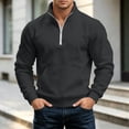 thumbnail image 4 of VBVC Men's Quarter Zip Mock Neck Pullover with Pockets , Long Sleeve Outdoor Sweatshirt For Men, Dark Gray , S-3XL, 4 of 9