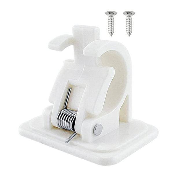 Wall Mounted Fishing Pole Rod Holder Clips Buckle Design Self-Adhesives  White